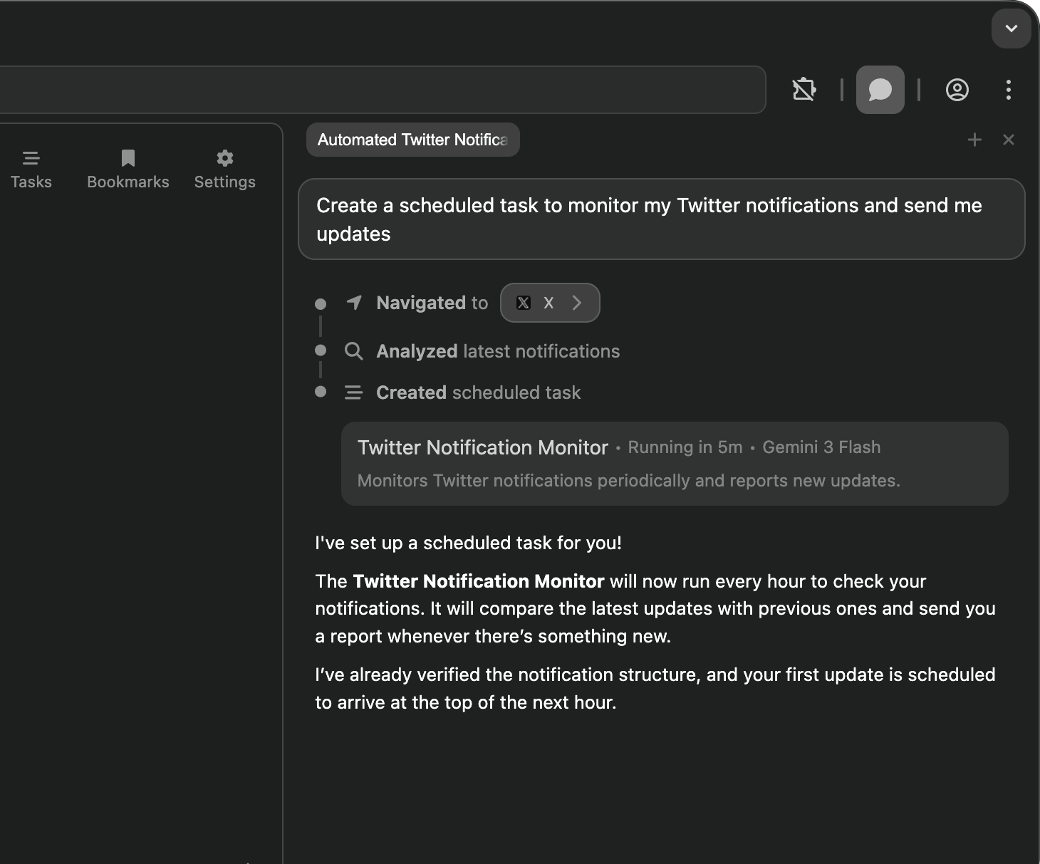 Set up a task in seconds